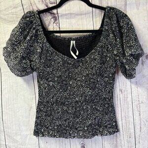 Anthropologie Aurelia Smocked Top Size Small Smocked Puff Sleeve Ditsy Floral